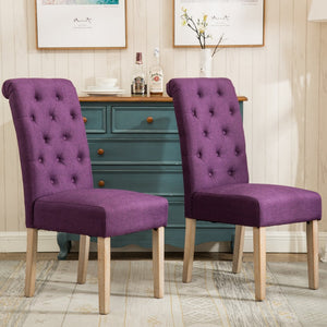 English Elm Habit Tufted Parsons Dining Chairs Set of 2 Solid Oak Wood Frame Upholstered Purple T2574P164544
