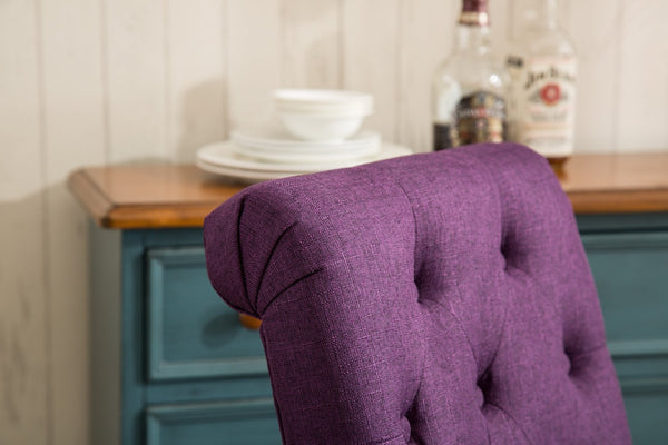 English Elm Habit Tufted Parsons Dining Chairs Set of 2 Solid Oak Wood Frame Upholstered Purple T2574P164544