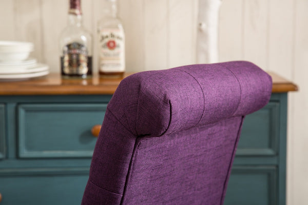 English Elm Habit Tufted Parsons Dining Chairs Set of 2 Solid Oak Wood Frame Upholstered Purple T2574P164544