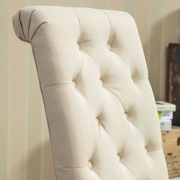 English Elm Habit Tufted Parsons Dining Chairs Set of 2 Solid Oak Wood Frame Upholstered Tan T2574P164545