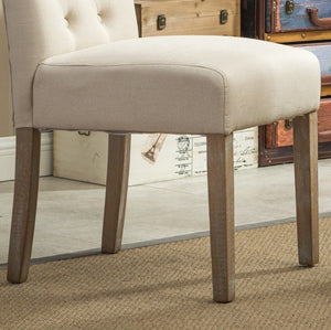 English Elm Habit Tufted Parsons Dining Chairs Set of 2 Solid Oak Wood Frame Upholstered Tan T2574P164545