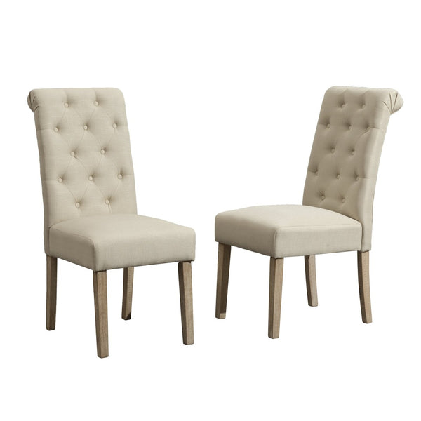 English Elm Habit Tufted Parsons Dining Chairs Set of 2 Solid Oak Wood Frame Upholstered Tan T2574P164545