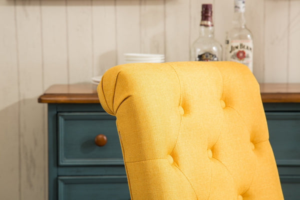 English Elm Habit Tufted Parsons Dining Chairs Set of 2 Solid Oak Wood Frame Upholstered Yellow T2574P164546