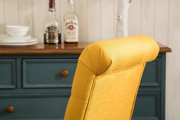 English Elm Habit Tufted Parsons Dining Chairs Set of 2 Solid Oak Wood Frame Upholstered Yellow T2574P164546