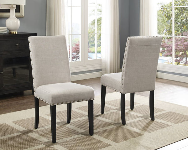 English Elm Biony Linen Cotton Upholstered Dining Chair with Brass Nailhead Trim Espresso Legs Tan T2574P164549