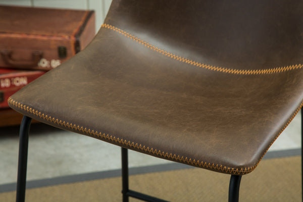English Elm Lotusville Pu Leather Dining Chairs Set of 2 Iron Frame Vintage Industrial Style Brown T2574P164553