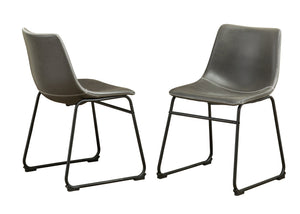 English Elm Lotusville Pu Leather Dining Chairs Set of 2 Iron Frame Vintage Industrial Style Gray T2574P164554