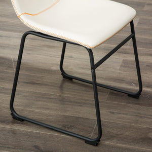English Elm Lotusville Pu Leather Dining Chairs Set of 2 Iron Frame Vintage Industrial Style White T2574P164555