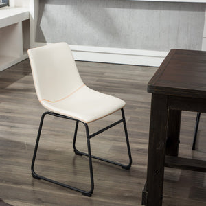 English Elm Lotusville Pu Leather Dining Chairs Set of 2 Iron Frame Vintage Industrial Style White T2574P164555