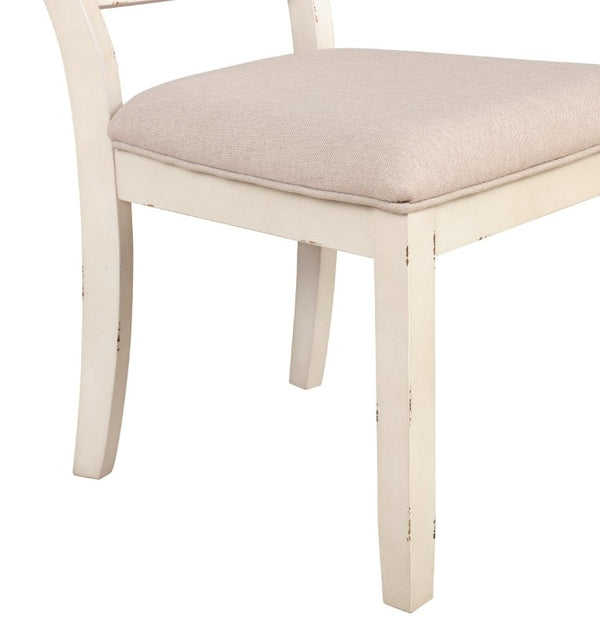 English Elm Prato Cross Back Rubberwood Dining Chairs Farmhouse Upholstered Seat Set of 2 White T2574P164556