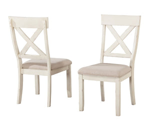 English Elm Prato Cross Back Rubberwood Dining Chairs Farmhouse Upholstered Seat Set of 2 White T2574P164556