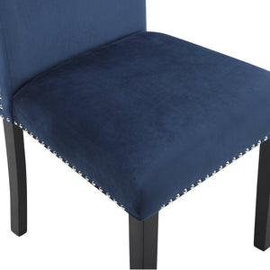 English Elm Cobre Parsons Velvet Upholstered Dining Chair Set with Chrome Nailhead Espresso Legs Blue T2574P164558