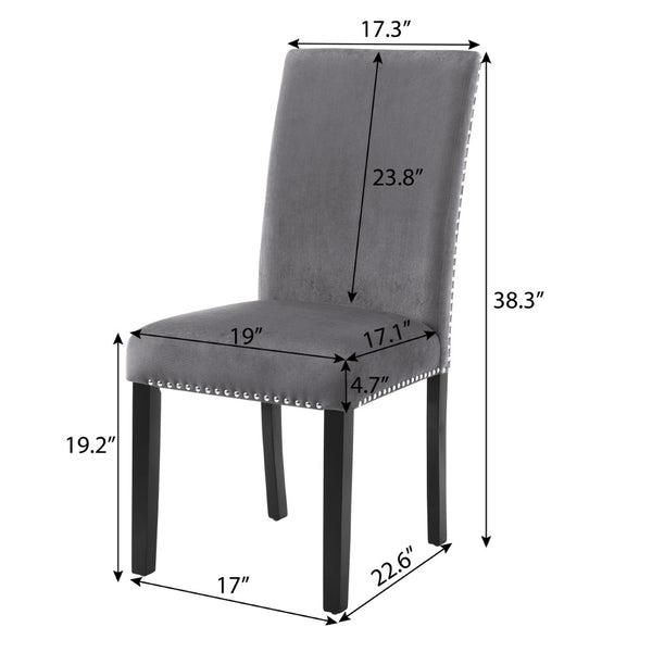 English Elm Cobre Parsons Velvet Upholstered Dining Chair Set with Chrome Nailhead Espresso Legs Blue T2574P164558