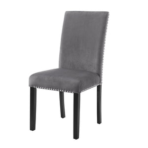 English Elm Cobre Parsons Velvet Upholstered Dining Chair Set with Chrome Nailhead Espresso Legs Gray T2574P164559