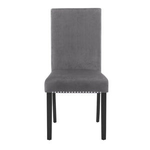 English Elm Cobre Parsons Velvet Upholstered Dining Chair Set with Chrome Nailhead Espresso Legs Gray T2574P164559