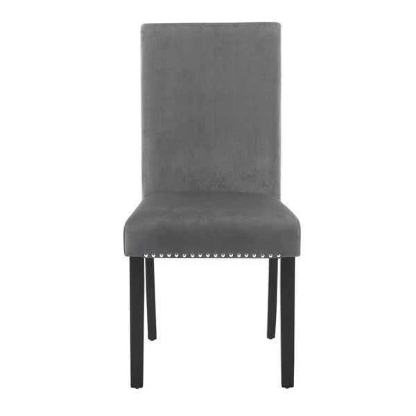 English Elm Cobre Parsons Velvet Upholstered Dining Chair Set with Chrome Nailhead Espresso Legs Gray T2574P164559