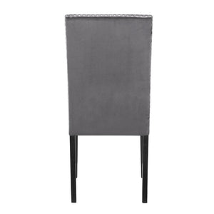 English Elm Cobre Parsons Velvet Upholstered Dining Chair Set with Chrome Nailhead Espresso Legs Gray T2574P164559