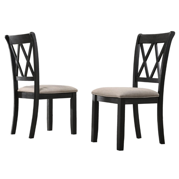 English Elm Windvale Cross-back Rubberwood Dining Chairs with Linen Seat Cushions Set of 2 T2574P164561
