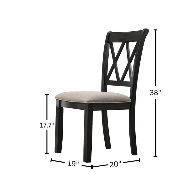 English Elm Windvale Cross-back Rubberwood Dining Chairs with Linen Seat Cushions Set of 2 T2574P164561
