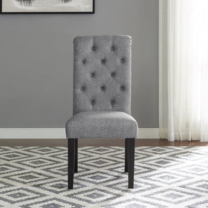 English Elm Leviton Button Tufted High Back Dining Chairs Oak Frame Polyester Set of 2 Gray T2574P164563