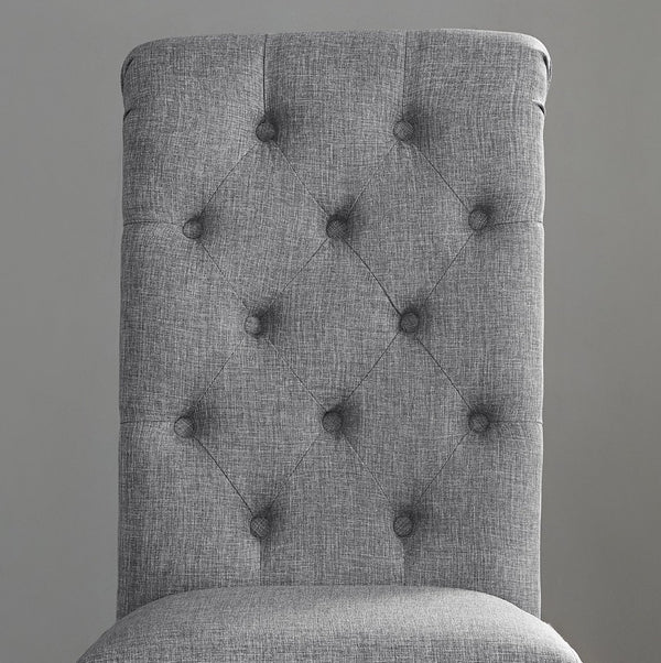English Elm Leviton Button Tufted High Back Dining Chairs Oak Frame Polyester Set of 2 Gray T2574P164563