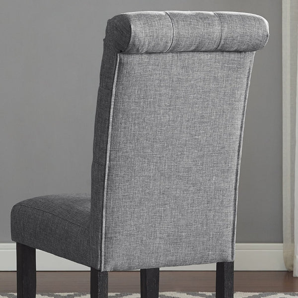 English Elm Leviton Button Tufted High Back Dining Chairs Oak Frame Polyester Set of 2 Gray T2574P164563