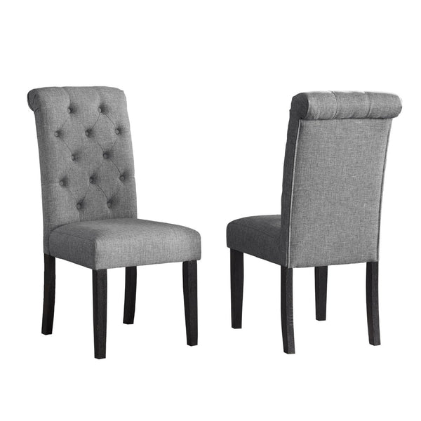English Elm Leviton Button Tufted High Back Dining Chairs Oak Frame Polyester Set of 2 Gray T2574P164563