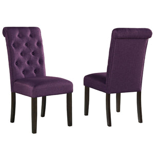 English Elm Leviton Button Tufted High Back Dining Chairs Oak Frame Polyester Set of 2 Purple T2574P164564