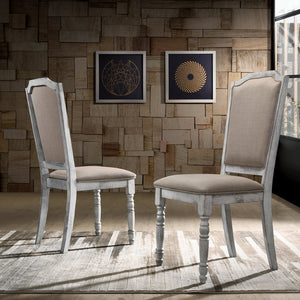 English Elm Iris Hardwood Dining Chairs Set of 2 with Turned Legs and Upholstered Cushion Seats T2574P164566