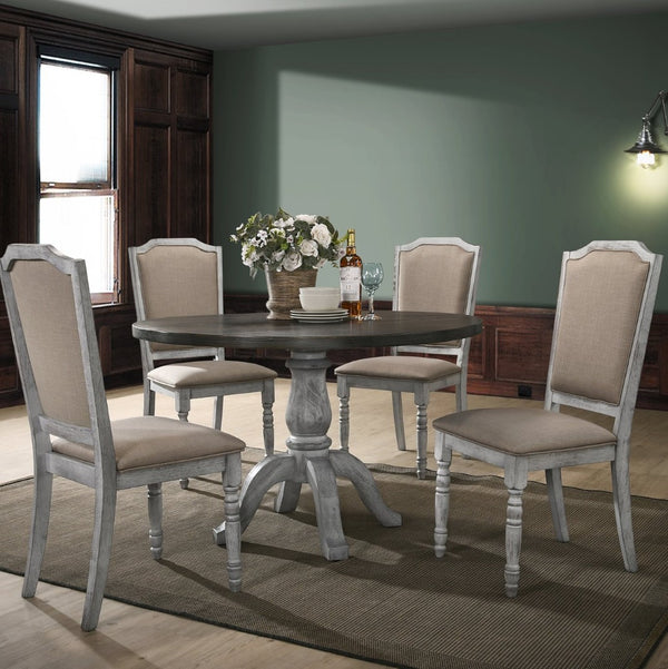 English Elm Iris Hardwood Dining Chairs Set of 2 with Turned Legs and Upholstered Cushion Seats T2574P164566