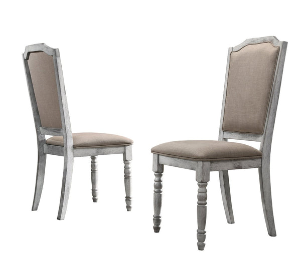 English Elm Iris Hardwood Dining Chairs Set of 2 with Turned Legs and Upholstered Cushion Seats T2574P164566