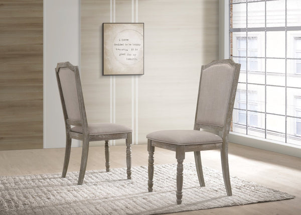 English Elm Ferran Hardwood Dining Chairs Set of 2 Distressed Gray Farmhouse Turned Leg Design T2574P164567