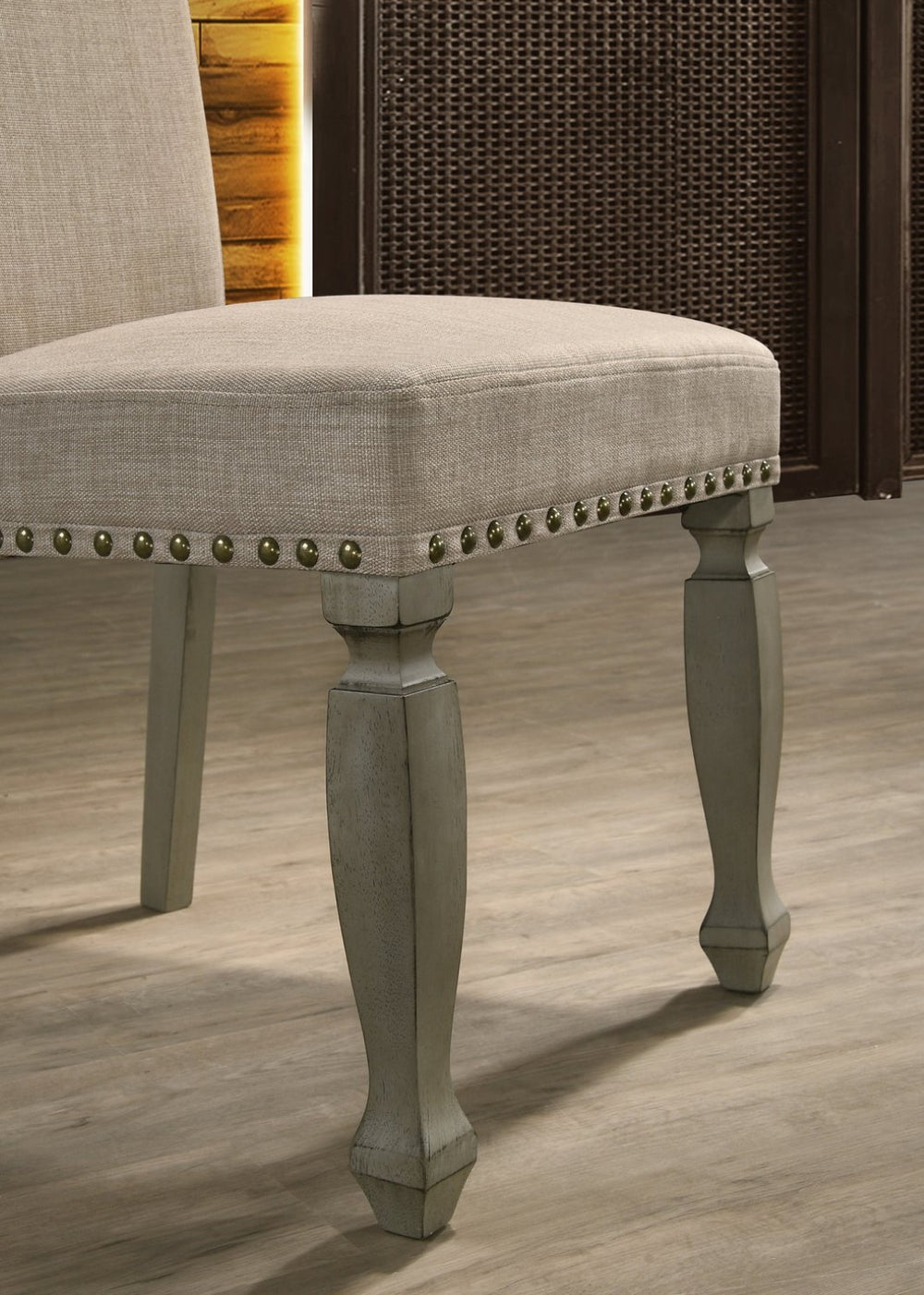 English Elm Breda Solid Wood Nailhead Upholstered Dining Chair Set Farmhouse Artisan Tan Seat T2574P164568