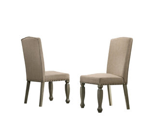 English Elm Breda Solid Wood Nailhead Upholstered Dining Chair Set Farmhouse Artisan Tan Seat T2574P164568