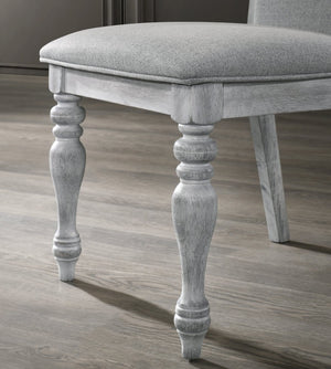 English Elm Salines Farmhouse Rubberwood Dining Chair Set Gray Upholstered Seat Turned Legs T2574P164569