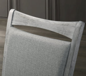 English Elm Salines Farmhouse Rubberwood Dining Chair Set Gray Upholstered Seat Turned Legs T2574P164569