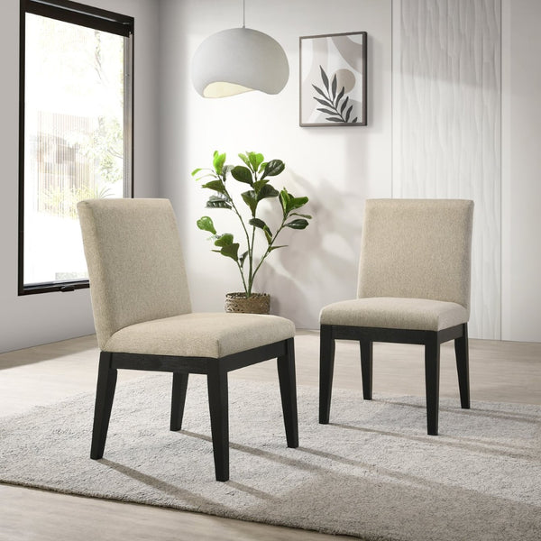 English Elm Roundhill Furniture Rocco Solid Wood Upholstered Dining Chairs Set of 2 for Modern Rooms T2574P164570