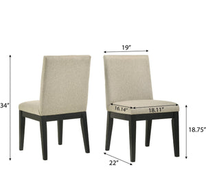 English Elm Roundhill Furniture Rocco Solid Wood Upholstered Dining Chairs Set of 2 for Modern Rooms T2574P164570