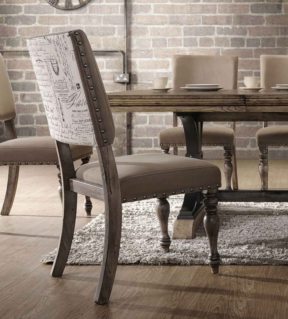 English Elm Birmingham Script Back Microfiber Dining Chair with Nail Head Trim Farmhouse Set T2574P164571