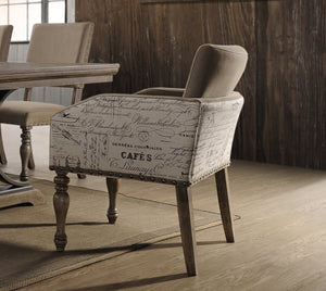 English Elm Birmingham Script Back Dining Arm Chairs with Nail Head Trim Farmhouse Set of 2 T2574P164572