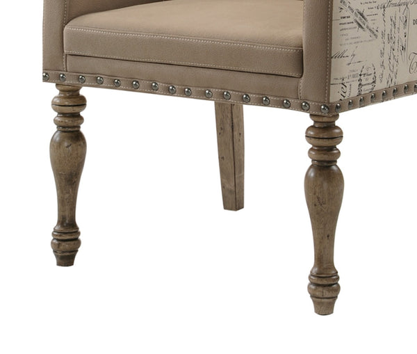 English Elm Birmingham Script Back Dining Arm Chairs with Nail Head Trim Farmhouse Set of 2 T2574P164572