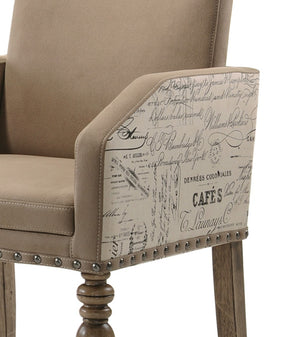 English Elm Birmingham Script Back Dining Arm Chairs with Nail Head Trim Farmhouse Set of 2 T2574P164572