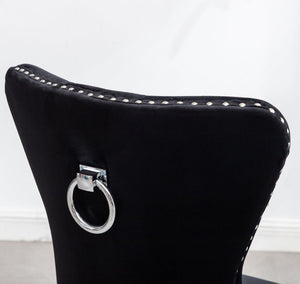 English Elm Montura Button Tufted Velvet Accent Chairs with Nailhead Trim Set of Two Black T2574P164573