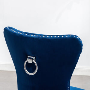 English Elm Montura Button Tufted Velvet Accent Chairs with Nailhead Trim Set of Two Blue T2574P164574