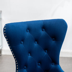 English Elm Montura Button Tufted Velvet Accent Chairs with Nailhead Trim Set of Two Blue T2574P164574