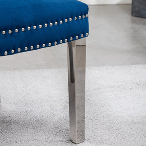 English Elm Montura Button Tufted Velvet Accent Chairs with Nailhead Trim Set of Two Blue T2574P164574