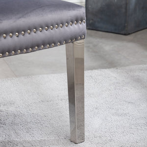 English Elm Montura Button Tufted Velvet Accent Chairs with Nailhead Trim Set of Two Gray T2574P164575