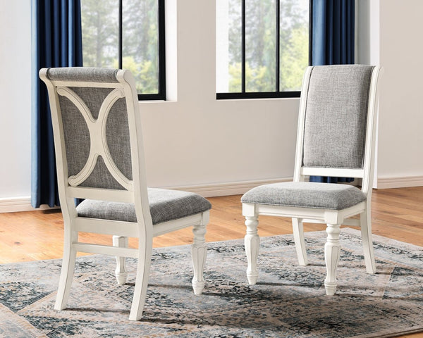 English Elm Belleza French Country Upholstered Dining Chairs Rolled High Back Gray Fabric Set of 2 T2574P164578