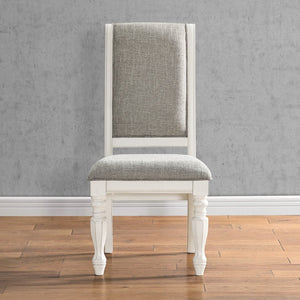 English Elm Belleza French Country Upholstered Dining Chairs Rolled High Back Gray Fabric Set of 2 T2574P164578