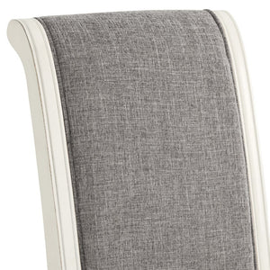 English Elm Belleza French Country Upholstered Dining Chairs Rolled High Back Gray Fabric Set of 2 T2574P164578